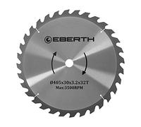EBERTH Lame de scie circulaire Lame de scie circulaire Lame de scie circulaire en acier avec dents en métal dur pour la coupe du bois (405mm de diamètre, 30mm d'alésage, 2.2mm d'épaisseur de lame)