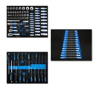 EBERTH Set d'outils multitâches 114 pièces Pour chariot à outils, inserts d'outils étiquetés en mousse, métal dur, poignées ergonomiques