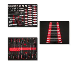 EBERTH Set d'outils multitâches 114 pièces Pour chariot à outils, inserts d'outils étiquetés en mousse, métal dur, poignées ergonomiques