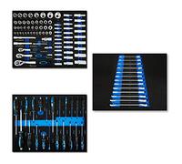 EBERTH Set d'outils multitâches 114 pièces Pour chariot à outils, inserts d'outils étiquetés en mousse, métal dur, poignées ergonomiques