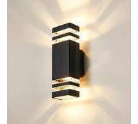 EBION Applique Murale Exterieur,Up Down Luminaire Exterieur/Intérieure GU10 | Eclairage Exterieur IP54 Étanche,Lampe Murale Carrée pour Porte d’Entrée,Porche,Jardin,Aluminium(Ampoules Non Incluses)
