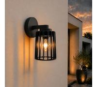 EBION Applique Murale Extérieure Aluminium Noir, Lampe Murale E27 Max 15W | Lanterne Extérieure Industrielle, Luminaire Intérieur/Extérieur IP44 pour Murs, Terrasses et Entrées, Ampoule Non Incluse
