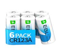 EBL 6PCS Piles CR123A Lithium 3V, Piles CR123 CR123A CR17345 1600mAh | Puissance Longue Durée, Non-rechargeable, pour Appareils Photo, Flash, Lampe Torche, Détecteur de Fumée.
