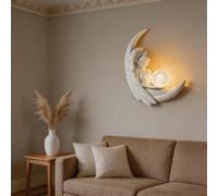 EBOYNSowAprr Veilleuse murale LED Ange | Applique murale en résine avec LED intégrée, décoration moderne crème et vintage pour salon, chambre à coucher (ARIGHT)