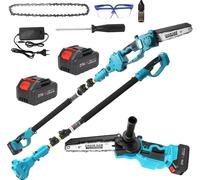 Ébrancheur et mini-tronçonneuse sans fil 2-en-1 - Tronçonneuse télescopique - Lame de 20 cm - Moteur sans balais - 2 batteries - Élagage