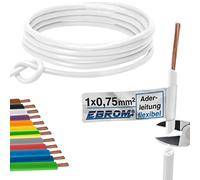 EBROM Câble conducteur flexible - Câble en PVC - Fil H05V-K 0,75 mm² (0,75 mm²) - Couleur : blanc - Plusieurs longueurs au choix de 10 m à 100 m - Longueur sélectionnée : 50 m