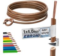 EBROM - Câble conducteur multibrins de 5 mètres - Fil unique - Câble de câblage flexible - Câble en PVC - H07V-K 4 mm² - 4 mm² - 4 mm² - Couleur : marron - Cuivre plein 99,9 % cuivre OFC - Longueur :