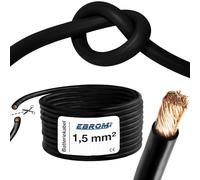 EBROM Câble de batterie très flexible Hi-Flex (Hi Flex), câble de 1,5 mm², vendu au mètre en noir, très flexible, revêtement PVC (70 ± 5 Shore), 99,9 % cuivre OFC, 1,5 mm², câble de