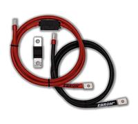 EBROM Câble de raccordement pour régulateur de charge câble de batterie rouge + noir 16 mm² - Cosses de câble M6/M8/M10 et embout de câble opposé, fusible MIDI, choix : 16 mm², 60 cm, chaussure M8 +