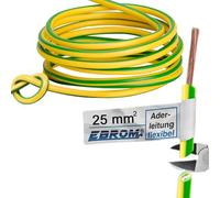 EBROM Câble de terre H07V-K (K = cuivre OFC flexible à 99,9 %, cuivre plein) 1 x 25 mm², 5 à 100 mètres au choix, vert/jaune 25 mm² (25 mm²) - Longueur : 25 m
