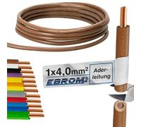 EBROM Câble monofil rigide H07V-U 4 mm² Marron 20 m | Conducteur solide monobrin de 4 mm², câble de câblage, fil d'installation, fil de commutation, fil PVC, brin rigide