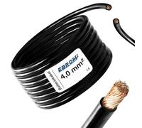 Ebrom Câble noir (-) de batterie au mètre H07V-K 2,5 mm² - 4 mm² - 6 mm² - 10 mm² - 16 mm² - 25 mm² - 35 mm² - 50 mm² ou 70 mm² - Câble de batterie 100 % cuivre OFC - Choix par incréments de 1 mètre