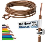 EBROM Câble simple flexible H07V-K 1,5 mm² - Couleur : marron - 5 m