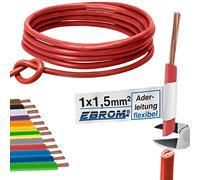 EBROM Câble simple flexible H07V-K 1,5 mm² - Couleur : rouge - 5 m