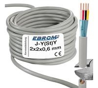 EBROM Câble téléphonique pour télécommunications J-Y(St) Y 2 x 2 x 0,6 mm blindé - Vendu au mètre précis - Sélection par incréments de 1 mètre jusqu'à 150 mètres - Longueur sélectionnée : 34 m