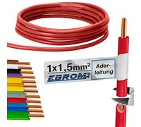 EBROM Câble unifilaire rigide H07V-U - 20 m - 1,5 mm² - Rouge | Conducteur solide monofil de 1,5 mm², câble de câblage, fil d'installation, fil de commutation, fil en PVC, brins rigides