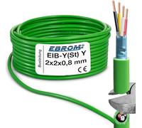 EBROM EIB-Y(St) Y Câble de données vert 2 x 2 x 0,8 mm, câble de bus d'installation, câble de télécommunication, 100 m, anneau de 100 m