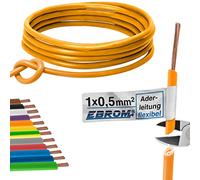 EBROM H05V-K 0,5 mm² Câble conducteur flexible en PVC - Couleur : orange - Disponible dans de nombreuses longueurs, même longueurs intermédiaires - votre choix : 0,5 mm² - Longueur : 20 m