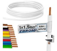 EBROM H07V-U Câble conducteur rigide - Câble en PVC - 1,5 mm² - 1,5 mm² - Couleur : blanc - Plusieurs longueurs au choix - De 10 à 100 m - Longueur sélectionnée : 30 m
