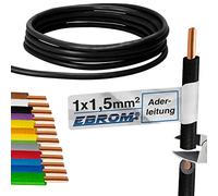 EBROM H07V-U Câble conducteur rigide - Câble en PVC - 1,5 mm² - 1,5 mm² - Couleur : noir - Plusieurs longueurs au choix, de 10 à 100 m - Longueur sélectionnée : 25 m