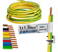 EBROM H07V-U Câble conducteur rigide - Câble en PVC - Câble de câblage - H07V-U 1,5 mm² - 1,5 mm² - Couleur : vert jaune - Plusieurs longueurs au choix, de 10 m à 100 mètres - Longueur sélectionnée :