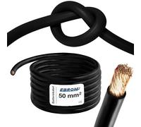 EBROM HI-FLEX Câble de batterie très flexible de 2 m - Câble de masse - Noir - 50 mm² - 50 mm² - 50 mm² - Câble d'alimentation en cuivre plein 99,9 % OFC - Votre longueur : 2 m