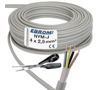 EBROM NYM-J 4 x 2,5 mm² - Câble gainé - Câble d'installation - Câble pour pièces humides - Gris - Sélection par incréments de 1 mètre - Vendu au mètre exact - Votre sélection : NYM-J 4 x 2,5 mm² 5