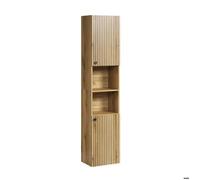 trendteam smart living - Armoire Haute - Salle de Bain - PureBliss - Dimensions de Montage (LxHxP) 40 x 186 x 31 cm - Couleur chêne Evoke avec rainures Noires - 233710142