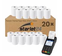 Ec-Cash Rouleaux de caisse enregistreuse thermique de qualité supérieure 57 | Compatible avec Flatpay, SumUp, PAX A920, Ingenico, Verifone, etc. 20 rouleaux de 15 m chacune, impressions claires