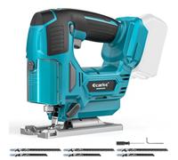 Ecarke 800W Scie Sauteuse Sans Fil Compatible avec Batteries Makita 18V | 3000 tr/min, Réglage Continu, Coupe à Onglet 0-45°, 3 Niveaux Réglage, pour Bois, Métal et Plastique (Batterie Non Fournie)