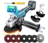 Ecarke Meuleuse d’Angle Sans Fil Compatible avec Makita Batterie 18V - Moteur Brushless, 3 Vitesses, Jusqu’à 10 000 tr/min, Disque 125 mm, Écran LCD, Kit 12 Accessoires(Outils uniquement)
