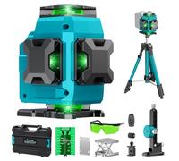 Ecarke Niveau Laser 4D Vert 16 Lignes 4x360° Auto-Nivellement ±2mm | Compatible avec Batterie Makita 18V(Sans Batterie), IP54, Précision ±2mm/10m, Auto-Nivellement ±3°, Trépied 99 cm