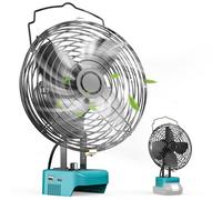 Ecarke Ventilateur portable sans fil pour Makita 18 V, ventilateur sans fil alimenté par batterie de 15,2 cm, ventilateurs de chantier avec chargement USB A + C pour camping, atelier et chantier de