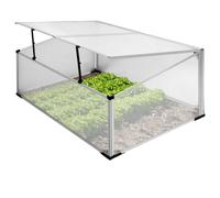 ECD Germany Mini Serre de Jardin sans Fond à 2 Trappes 100x60x40 cm en Polycarbonate Transparent Châssis de Couche en Aluminium Résistant aux Intempéries et UV pour Fleurs Légumes Fruits Plantes
