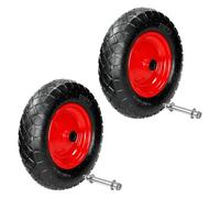 ECD Germany 2 x Roue de Brouette Pneumatique à Air 4.80/4.00-8 - Ø 390 mm - Deux Couches de Tissu 2PR - Capacité Charge 200 kg - Axe et Jante en Acier - Largeur 95 mm - Roue de Rechange Gonflable