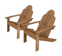 ECD Germany 2x Chaise de Jardin Adirondack, en Bois Massif Sapin, 92,5x70x89cm, Marron, avec Dossier et Accoudoirs, Résistante aux Intempéries, Fauteuil Ergonomique de Relaxation pour Balcon, Terrasse