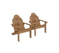 ECD Germany 2x Chaise de Jardin Adirondack, en Bois Massif Sapin, 92,5x70x89cm, Marron, avec Dossier et Accoudoirs, Résistante aux Intempéries, Fauteuil Ergonomique de Relaxation pour Balcon, Terrasse