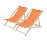 ECD Germany 2x Chaise longue pliante orange - Bois de pin