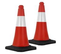 ECD Germany 2X Cône Signalisation Pylône, 51 cm, PVC, Rouge/Blanc, Triangle de Circulation, Base Lourde, Marqueur Attention Sécurité, Portable, avec 2 Bandes Réfléchissantes, Avertissement de Parking