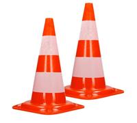 ECD Germany 2x Cônes Signalisation Pylône 47cm PVC solide Orange/Blanc Triangle de Circulation Pylone Cône Avertissement de Parking
