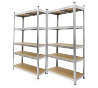 ECD Germany 2x Étagère de Rangement - 180x90x40 cm - Charge jusqu'à 750 kg - en Métal Galvanisé - 5 Panneaux MDF - Étagère de Stockage Rayonnage Robuste Metallique - Étagère de Garage d'Atelier