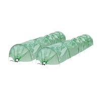 ECD Germany 2X Serre de Jardin | 300x55x35 cm | 3 m | Film de Grille PE, 135 g/m² | 6 Fils d'acier, Ø 2 mm | Transparent / Vert | Tunnel de Croissance Accordéon Fruits Légumes Plantes | Châssis Froid