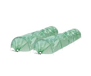 ECD Germany 2X Serre de Jardin | 300x55x35 cm | 3 m | Film de Grille PE, 135 g/m² | 6 Fils d'acier, Ø 2 mm | Transparent / Vert | Tunnel de Croissance Accordéon Fruits Légumes Plantes | Châssis Froid