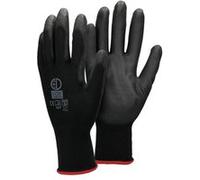 ECD Germany 4 Paire de Gants de Travail en PU - Taille 7 - Couleur Noir - Gants de Noir G