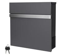 ECD Germany Boîte aux Lettres Murale - 37x11x36,5 cm - avec Compartiment à Journaux et 2 Clés - en Acier Inoxydable - Anthracite