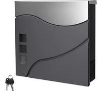 ECD Germany Boîte aux lettres murale anthracite/argentée avec porte journaux en acier serrure 2 clés 37x36,5 cm réception courrier postale mailbox extérieure avec compartiment journal design moderne A