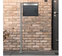 ECD Germany Boîte aux Lettres sur Pied Anthracite-Argent 36x11,5x31,5 cm Acier Inox avec Plaque Nominative 2 Clés Support 120cm