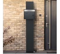 ECD Germany Boîte aux Lettres sur Pied, Anthracite-Argent, 36x11,5x31,5 cm, Acier Inox, Anthracite