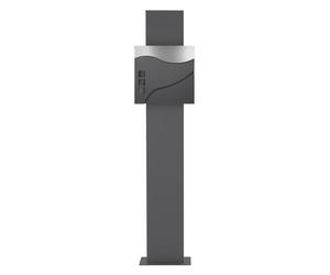ECD Germany Boîte aux Lettres sur Pied, Anthracite/Argent, 37x10,5x36,5 cm, Acier Inoxydable, Mailbox Moderne, Compartiment à Jour