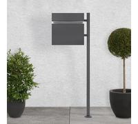 ECD Germany Boîte aux Lettres sur Pied avec Compartiment à Journaux, Boîte aux Lettres avec Poteau, Pied Indépendant, Support Anthracite en Acier Inoxydable Revêtu par Poudre, Boîte Anthracite